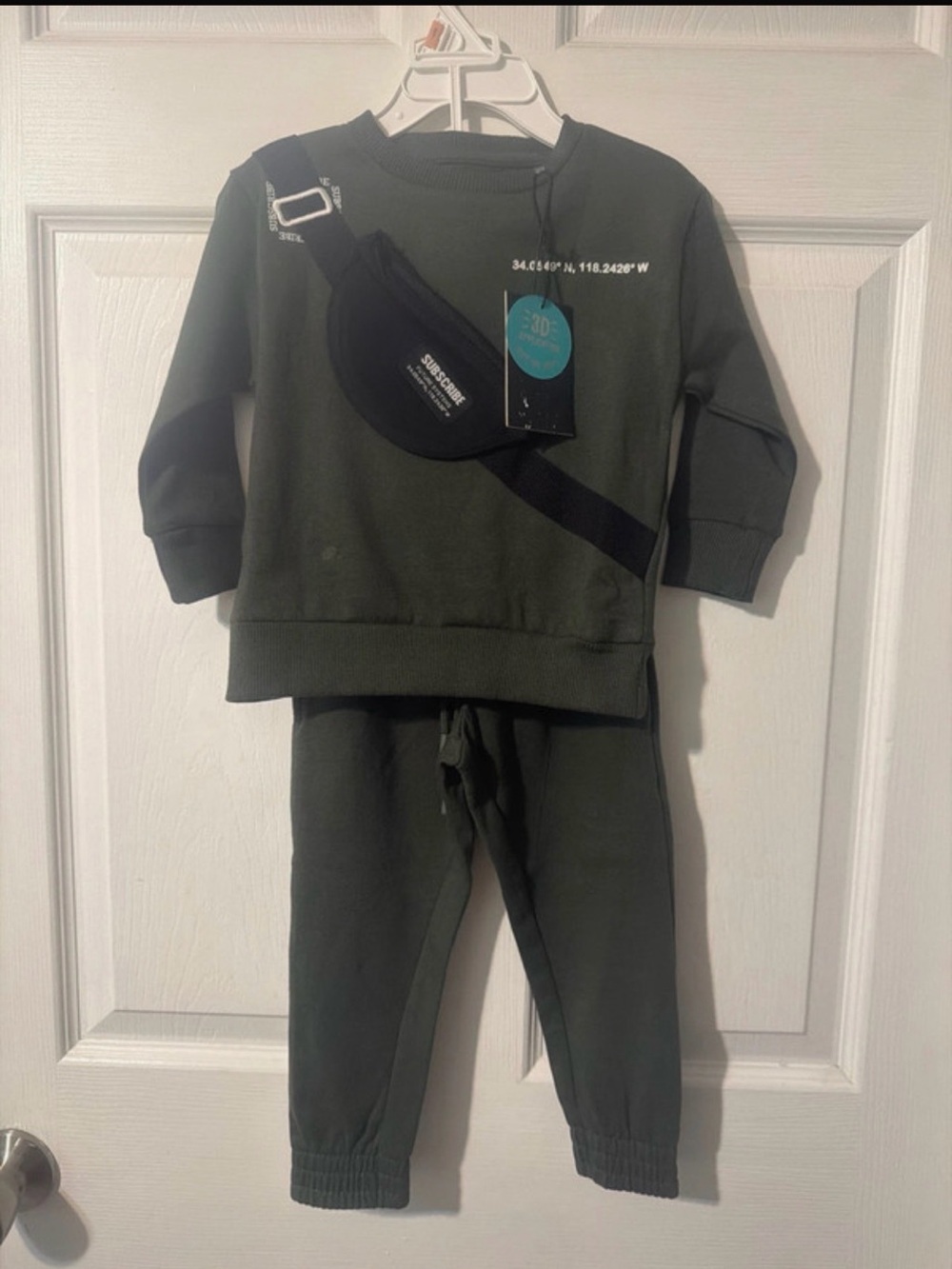 Kids Olive Green Sweatpants & Joggers Set - Matching Crewneck